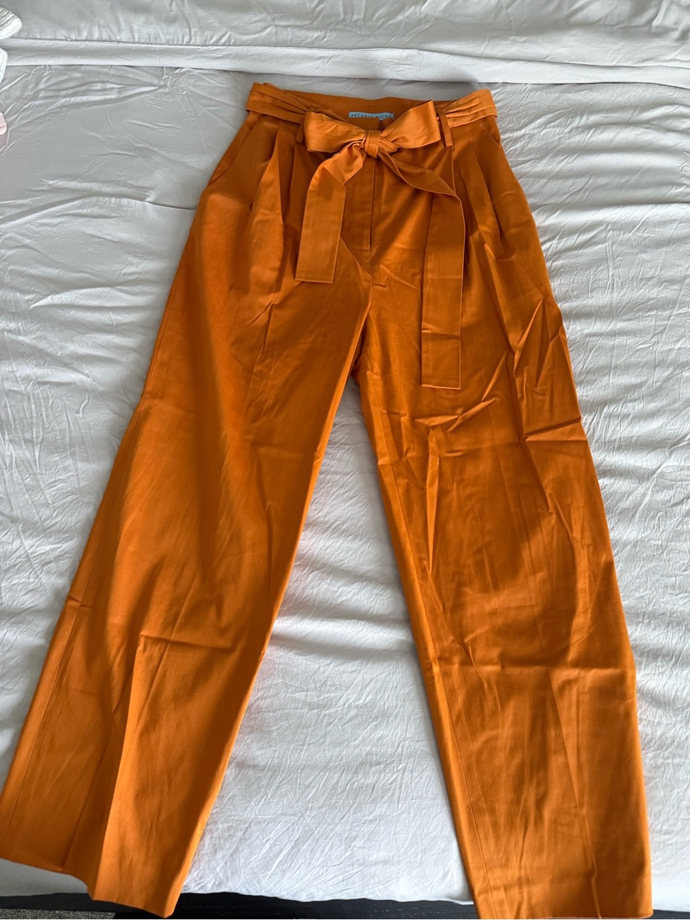 ANTONIO MELANI Orange High-Waist Tie-Waist Pants